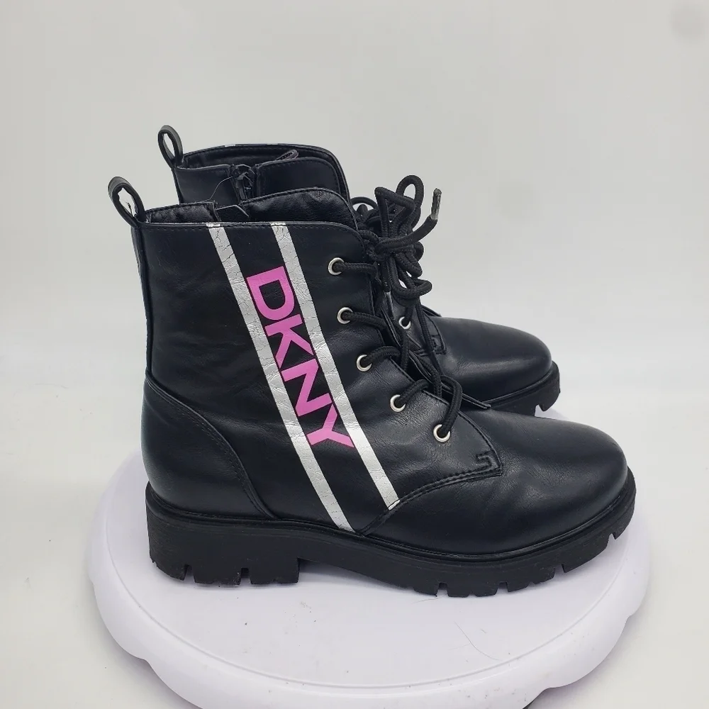 Dkny Shoe Youth 2 Big Girls Stassi Stripe Boots Black Pink